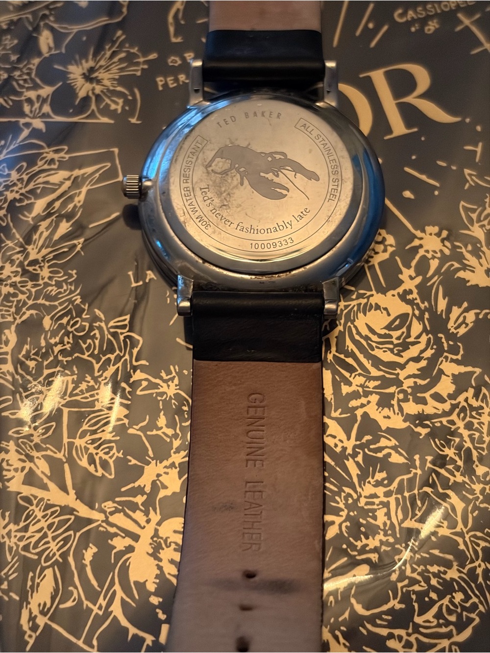 Ted Baker Black Leather Dual-Subdial Watch - Picture 5 of 5